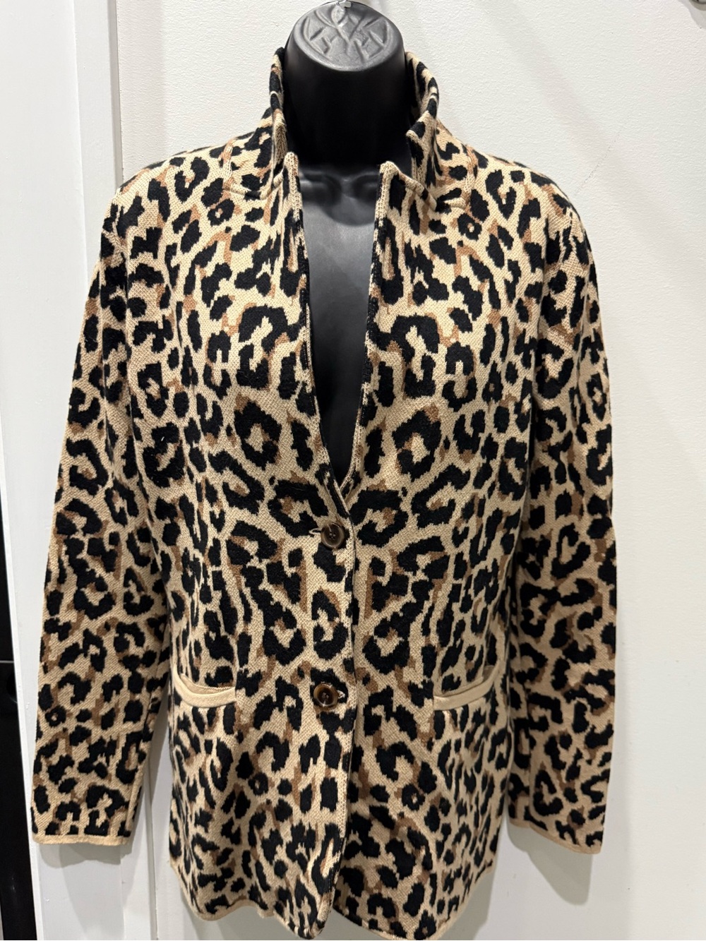 J. Crew Leopard Print Blazer in Black and Tan